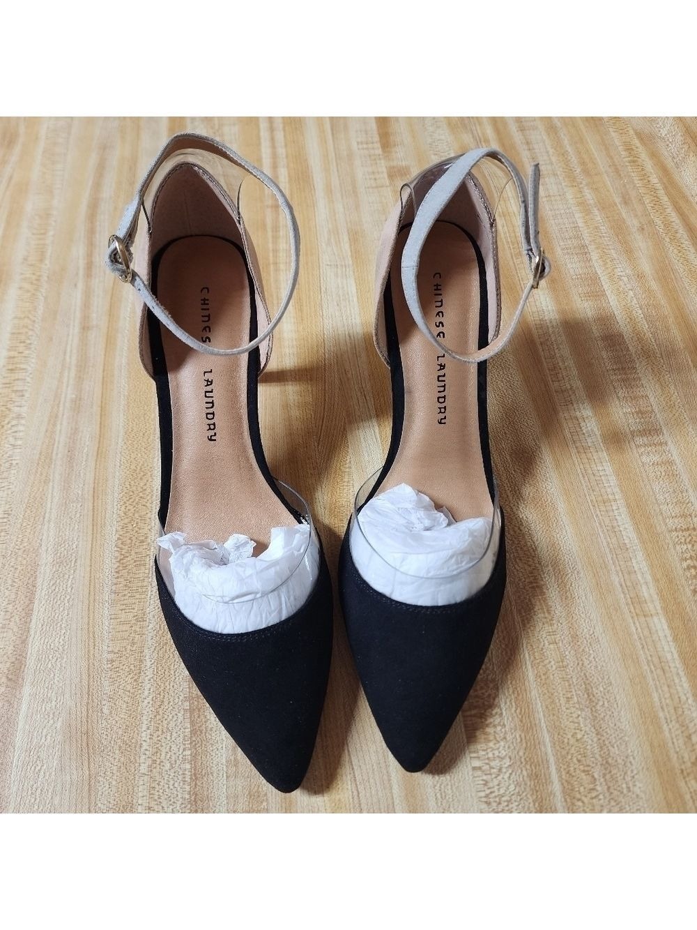 Chinese Laundry Only You Black and Nude Lucite Kitten Heels - Picture 2 of 7